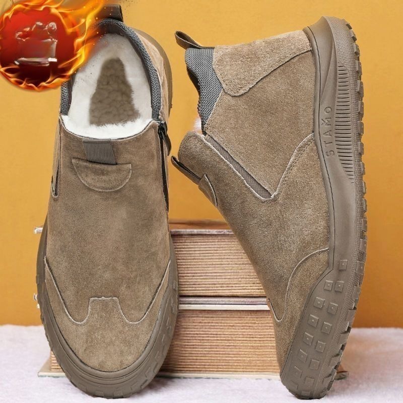 Suede Loafers Men - Sepatu Pria Musim Dingin Sepatu Katun