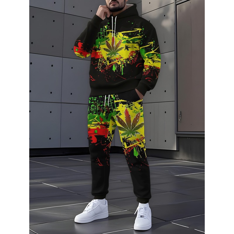 Men'S Fashion Loose Pants - Setelan Dua Potong Jaket Berkerudung dan