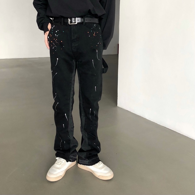 Men'S Fashion Jeans And Boots - Jeans Departemen Penghancur Tinta Percikan Grafiti