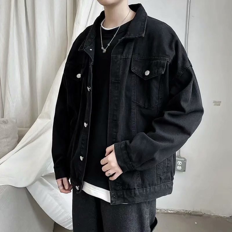 Bomber Jacket Men - Jaket Pendek Denim Hitam Jaket Jeans