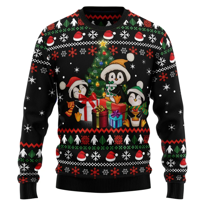 Men'S Winter Fashion - Sweater Natal Lucu dengan Motif Penguin