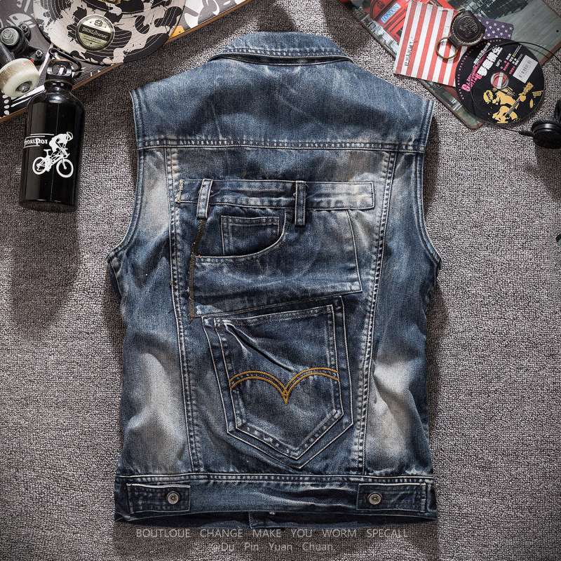 Men'S Fashion Vest With Jeans - Rompi Denim Motor Gaya Vintage Kasual
