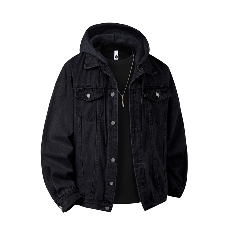 Bomber Jacket Men - Jaket Denim Bertudung Pria Mantel Pakaian