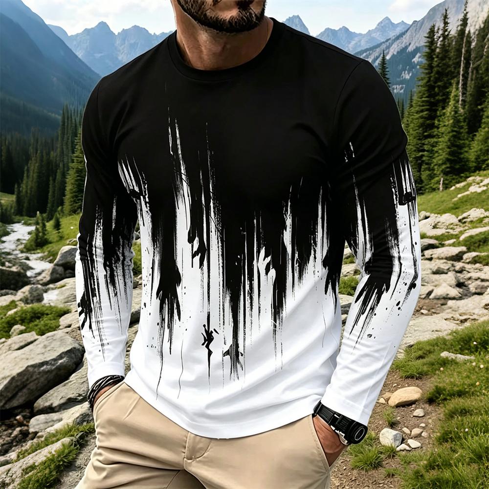 Men'S Tops Fashion - Kaos Lengan Panjang Pria Motif Tinta