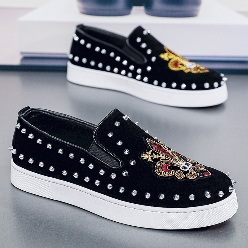 Sepatu Loafer Hitam Rivets Emb - Suede Loafers Men ulasan dan harga
