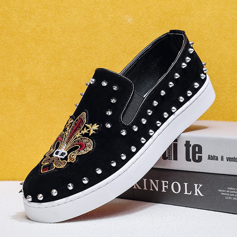 Sepatu Loafer Hitam Rivets Emb - Suede Loafers Men ulasan dan harga