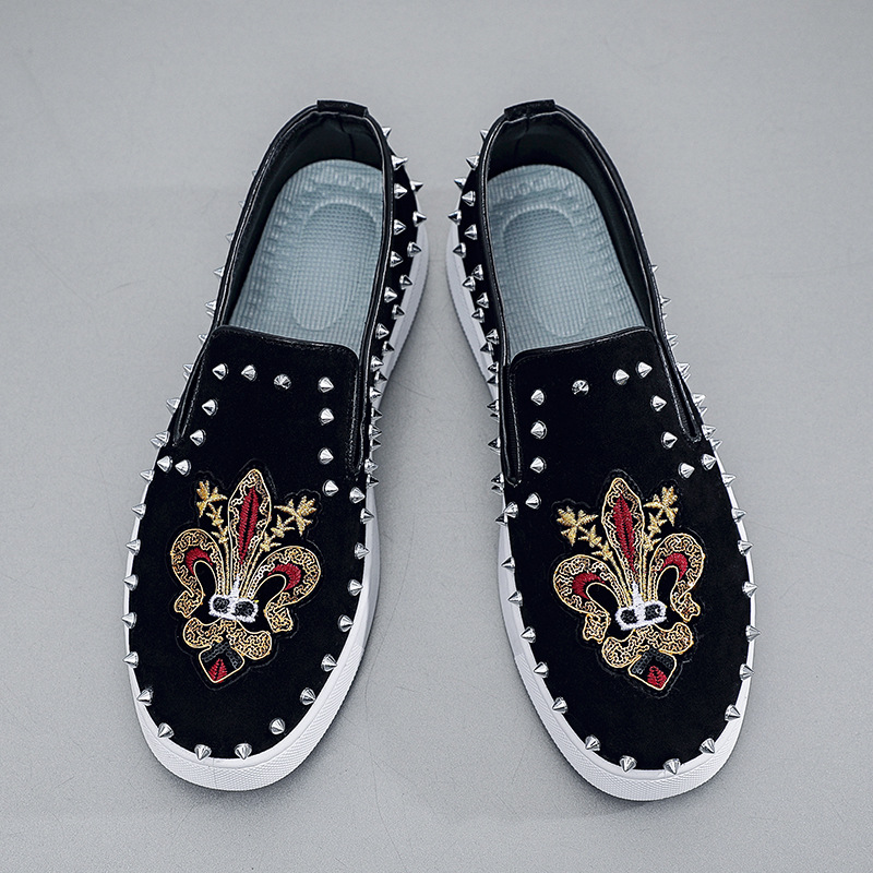 Sepatu Loafer Hitam Rivets Emb - Suede Loafers Men ulasan dan harga