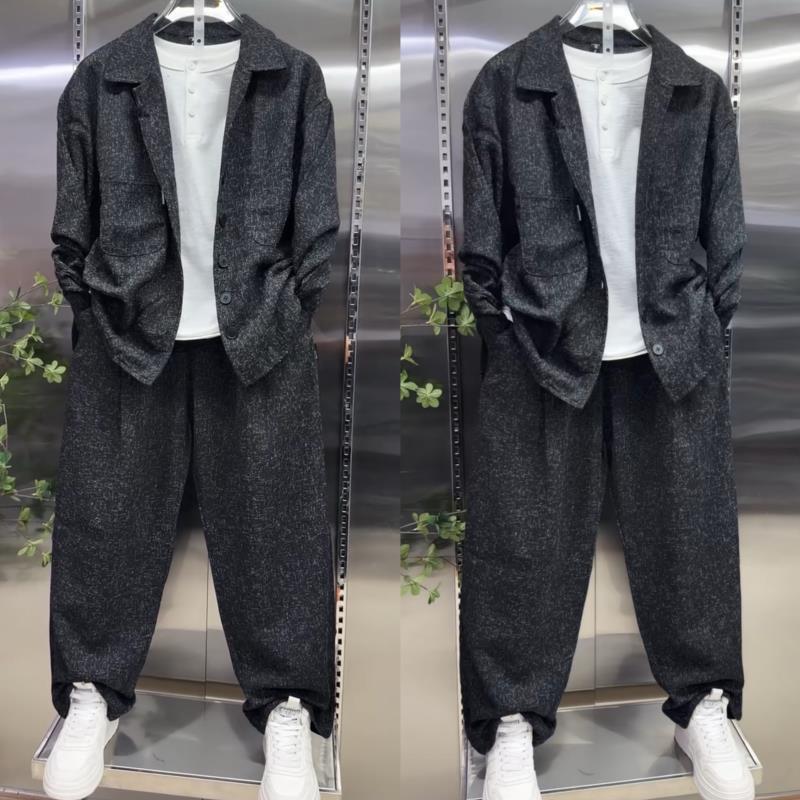 Setelan Kemeja Kerah Pria deng - Men'S Fashion Loose Pants ulasan dan harga