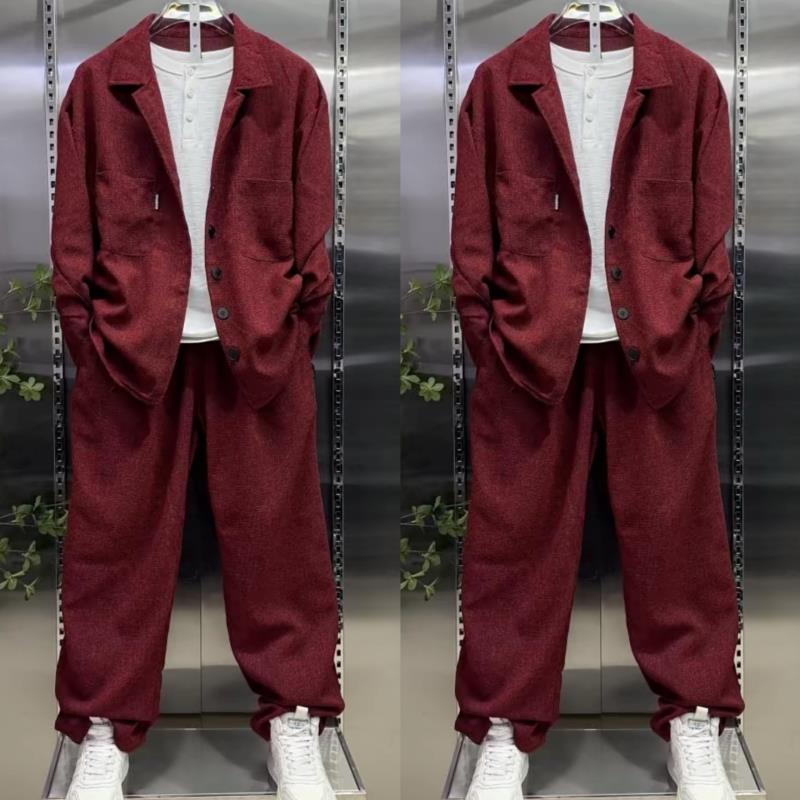 Setelan Kemeja Kerah Pria deng - Men'S Fashion Loose Pants ulasan dan harga