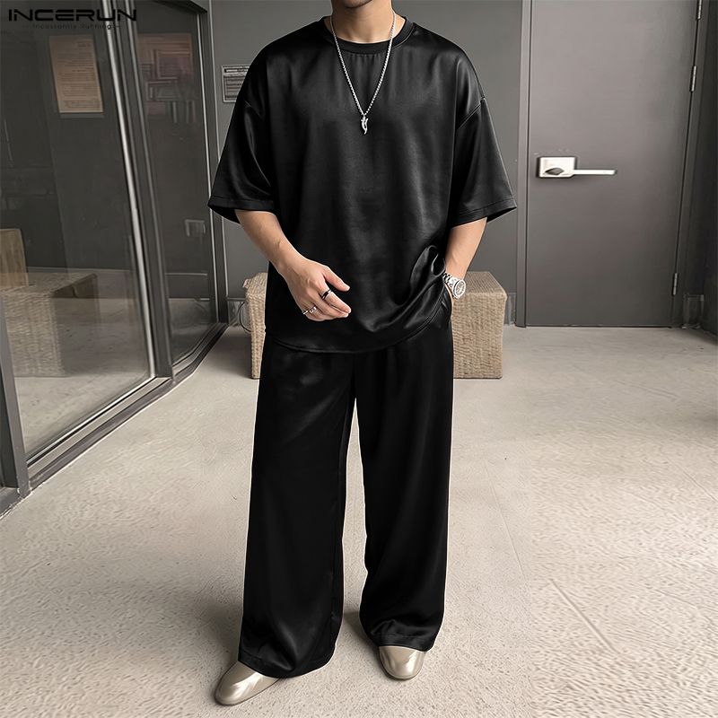 INCERUN Setelan Pria Polos Lon - Men'S Fashion Loose Pants ulasan dan harga