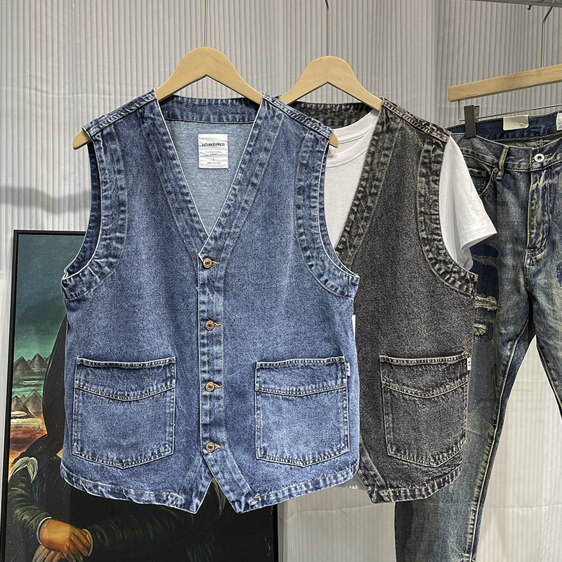 Rompi Denim Kasual Longgar Fas - Men'S Fashion Vest With Jeans ulasan dan harga