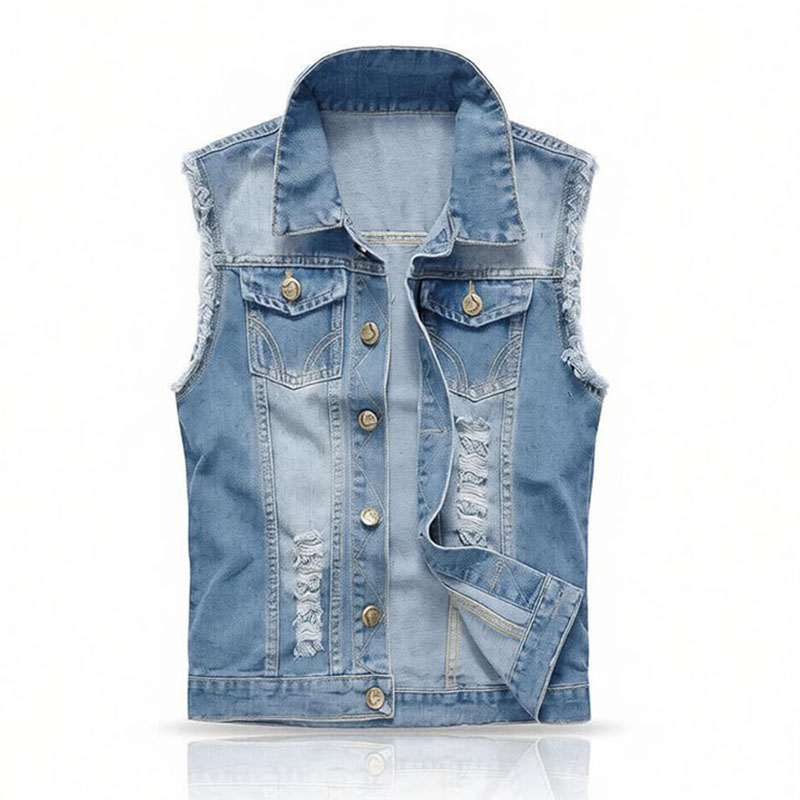 Rompi Denim Biru Muda / Hitam  - Men'S Fashion Vest With Jeans ulasan dan harga