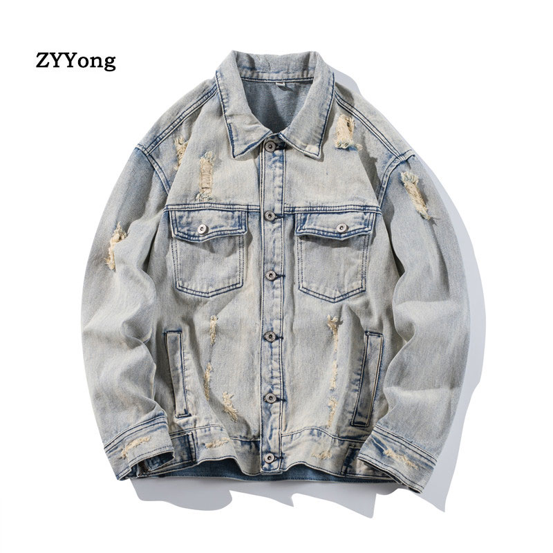 Baru Bomber Robek Denim Jaket  - Bomber Jacket Men ulasan dan harga