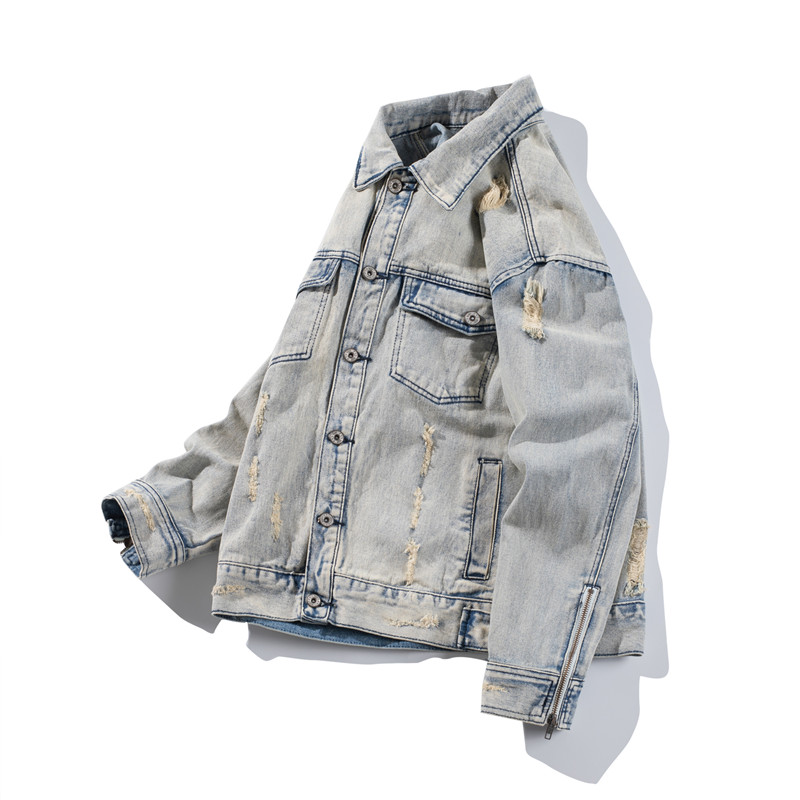 Baru Bomber Robek Denim Jaket  - Bomber Jacket Men ulasan dan harga
