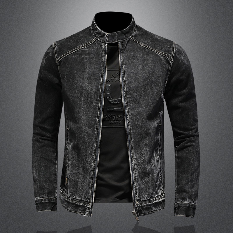 Jaket Bomber Denim kerah berdi - Bomber Jacket Men ulasan dan harga