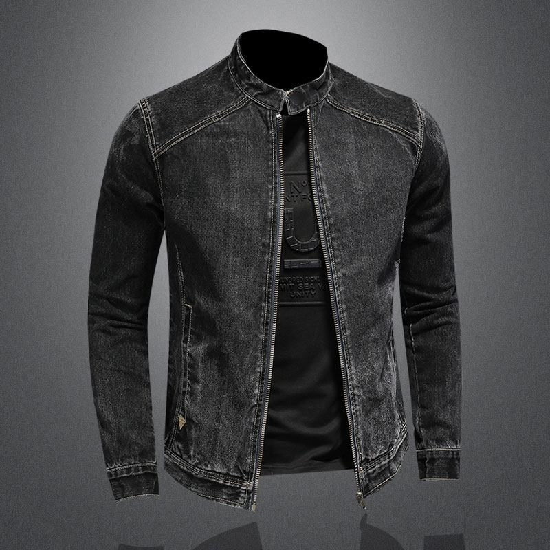 Jaket Bomber Denim kerah berdi - Bomber Jacket Men ulasan dan harga