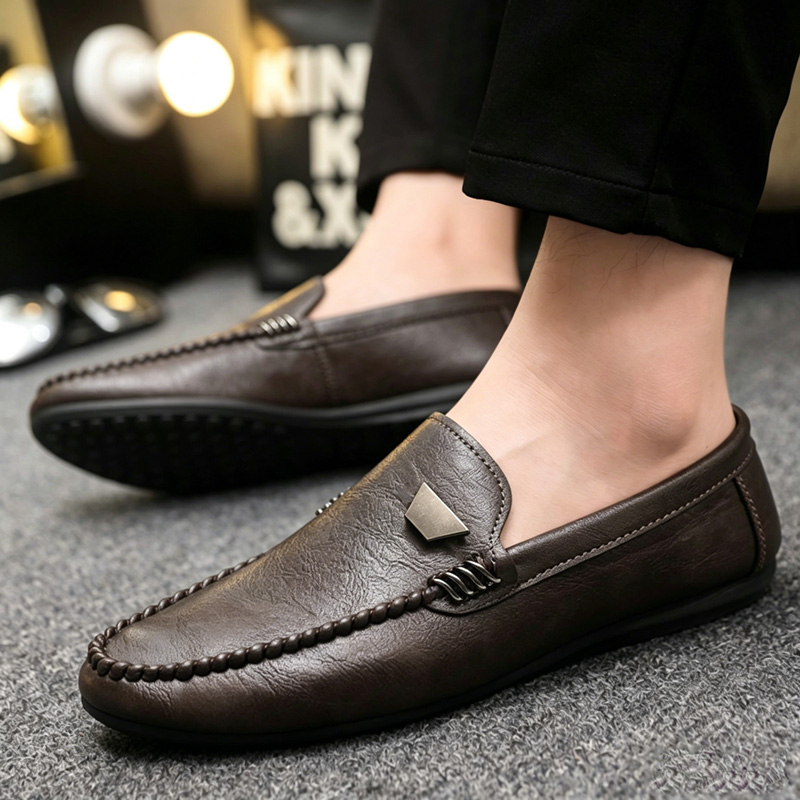 Sepatu Kulit Pria Gaya Inggris - Suede Loafers Men ulasan dan harga