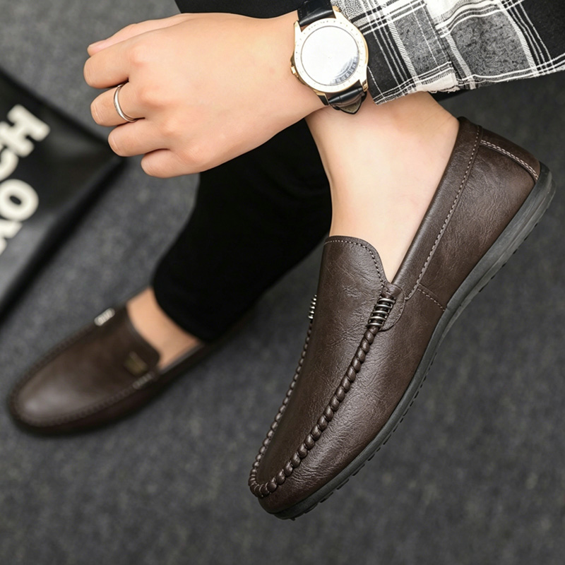 Sepatu Kulit Pria Gaya Inggris - Suede Loafers Men ulasan dan harga