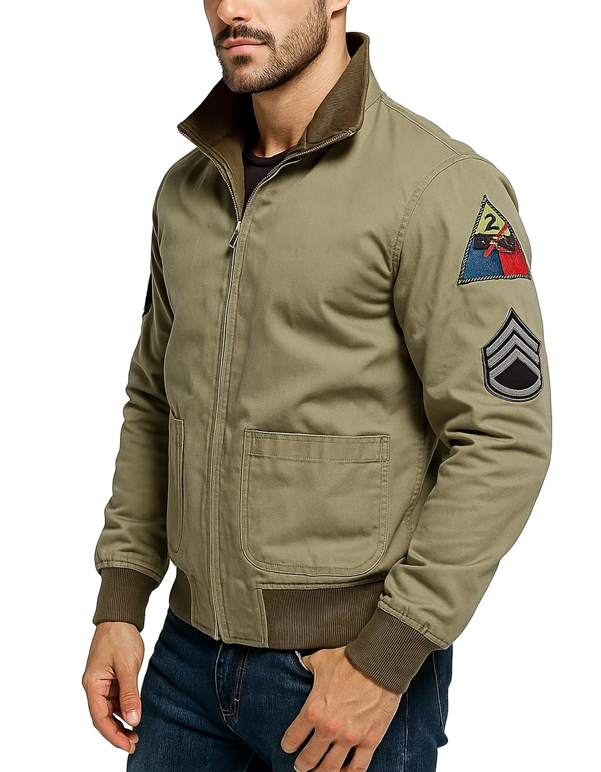 Prime-Fashion Jaket Katun Khak - Bomber Jacket Men ulasan dan harga