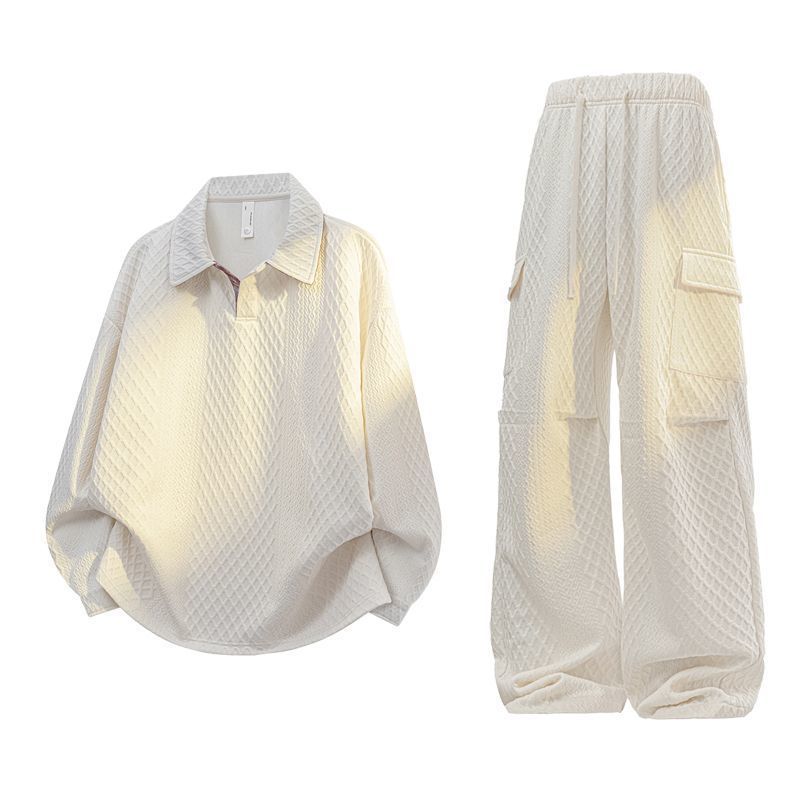 Setelan Baju Polo Kotak-kotak  - Men'S Fashion Loose Pants ulasan dan harga