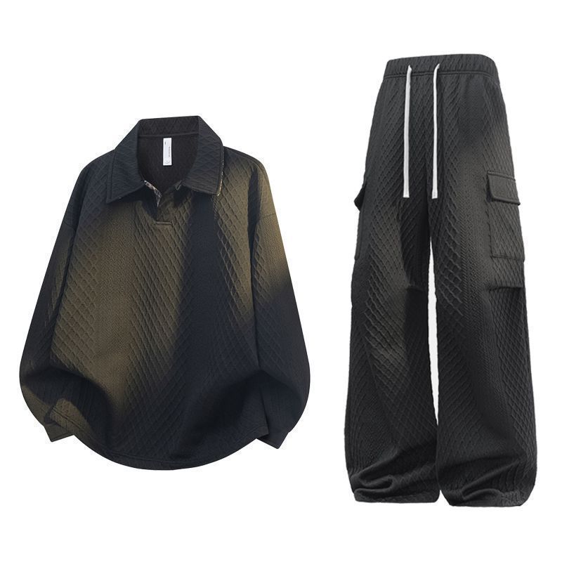 Setelan Baju Polo Kotak-kotak  - Men'S Fashion Loose Pants ulasan dan harga