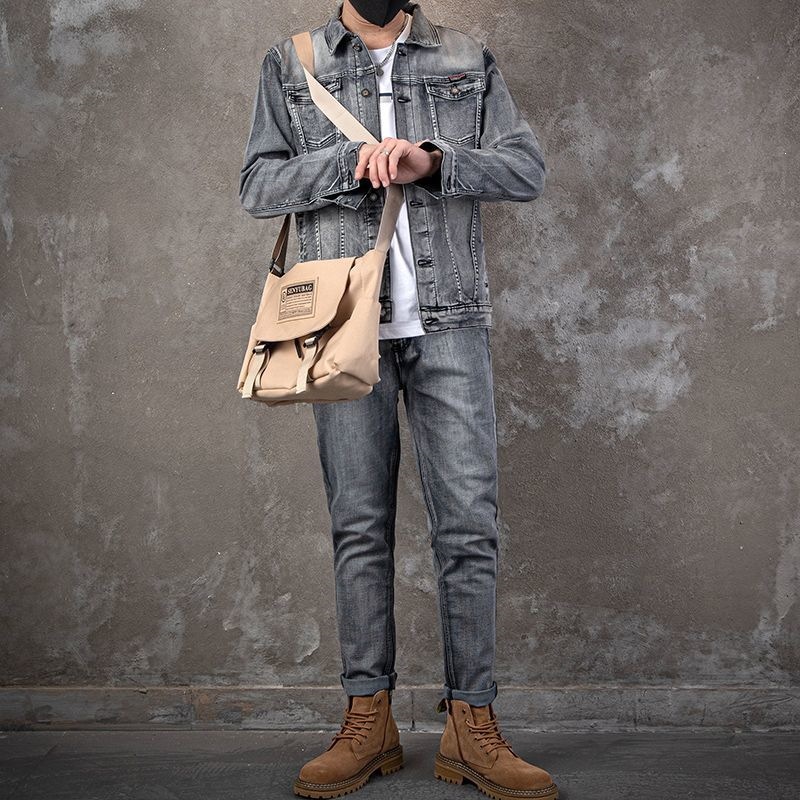 Setelan Jaket Denim Kasual Pri - Men'S Fashion Loose Pants ulasan dan harga