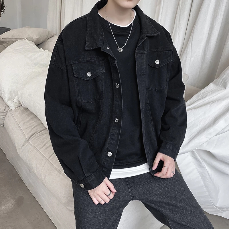 Jaket Pendek Denim Hitam Jaket - Bomber Jacket Men ulasan dan harga