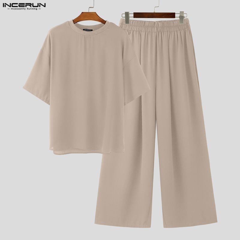INCERUN Set Pria Warna Solid K - Men'S Fashion Loose Pants ulasan dan harga