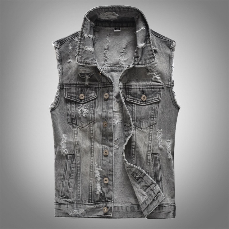 Rompi Denim Abu-abu Retro Pria - Men'S Fashion Vest With Jeans ulasan dan harga