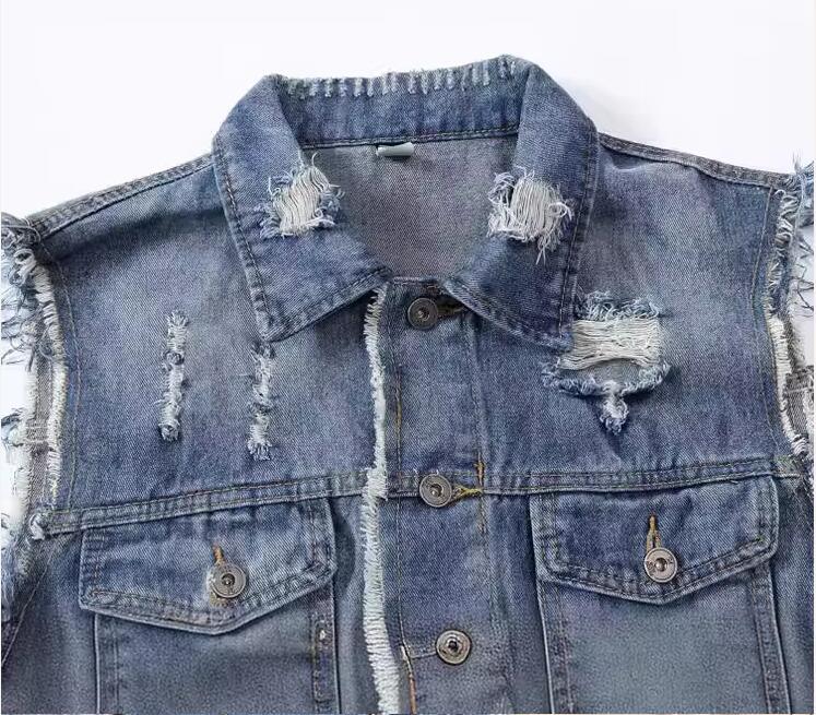 Jaket Rompi Denim Kasual Biru  - Men'S Fashion Vest With Jeans ulasan dan harga
