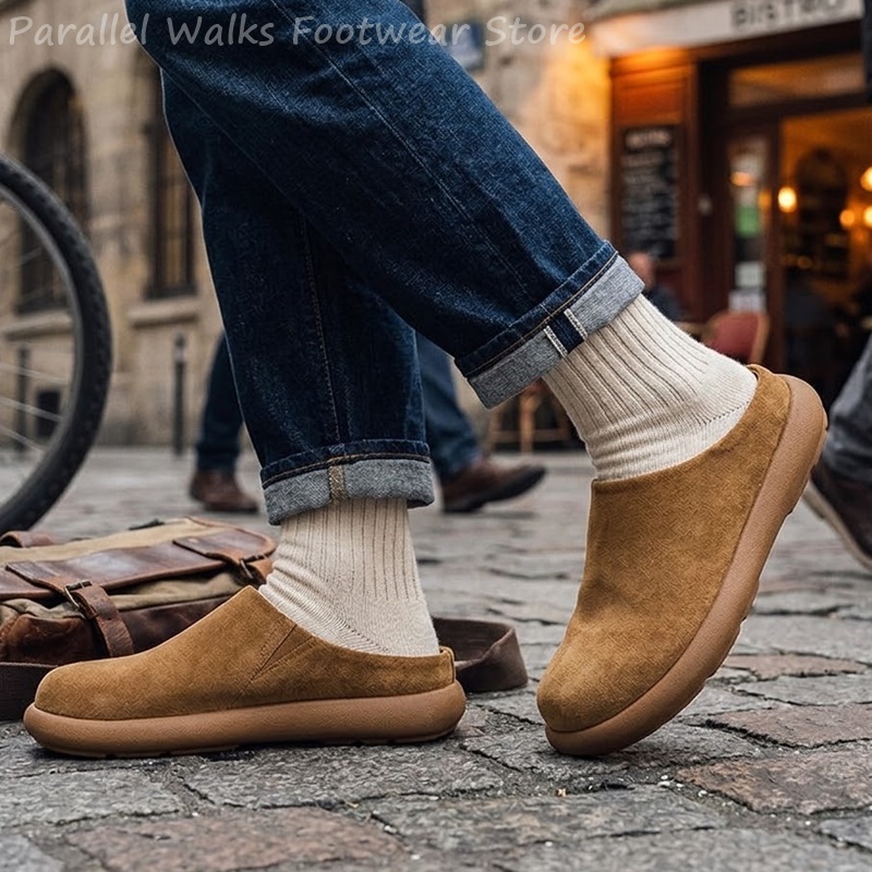 Sepatu Clog Suede Unisex Model - Suede Loafers Men ulasan dan harga